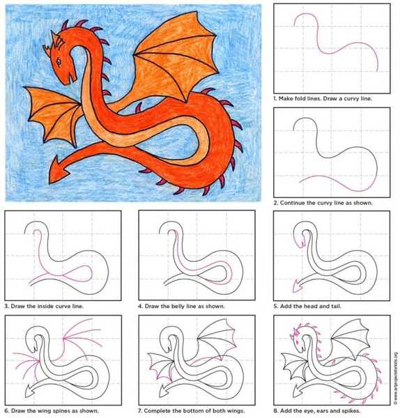 Dragon à pointe simple à dessiner