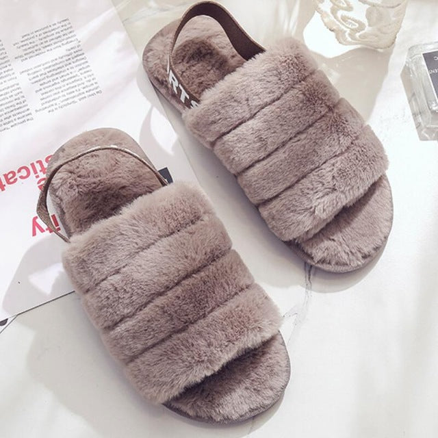 fluffy slipper slides