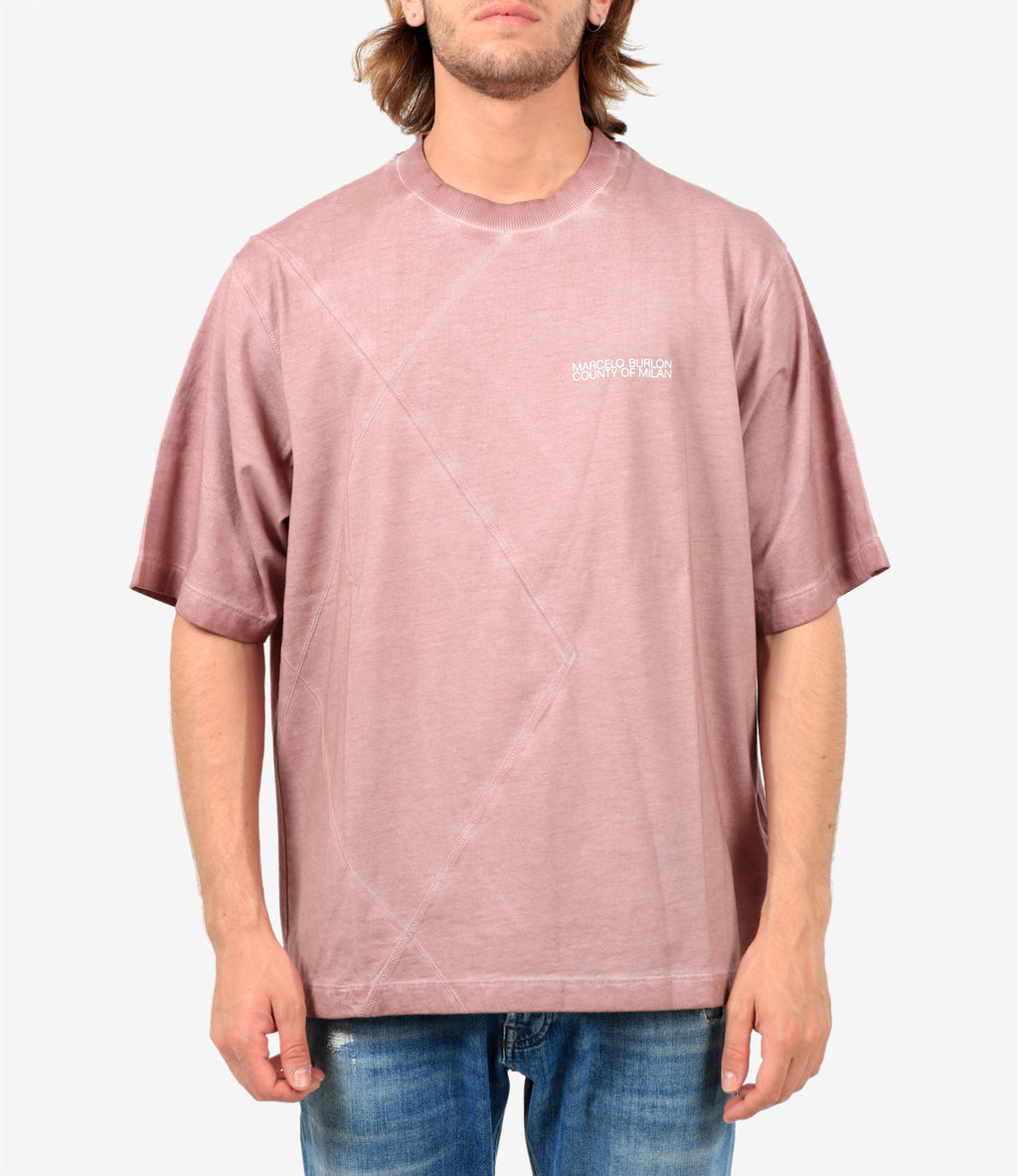 Marcelo Burlon T-Shirt Logo Rhombus Over Tee Pink CMAA054R21JER001 | carmenboutique.co.uk