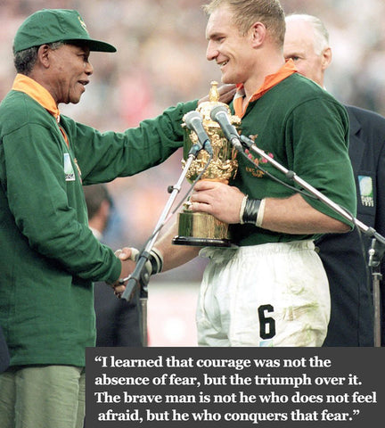 Nelson Mandela visits South Africa Rugby Team