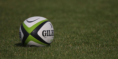 rugby ball on the pitch