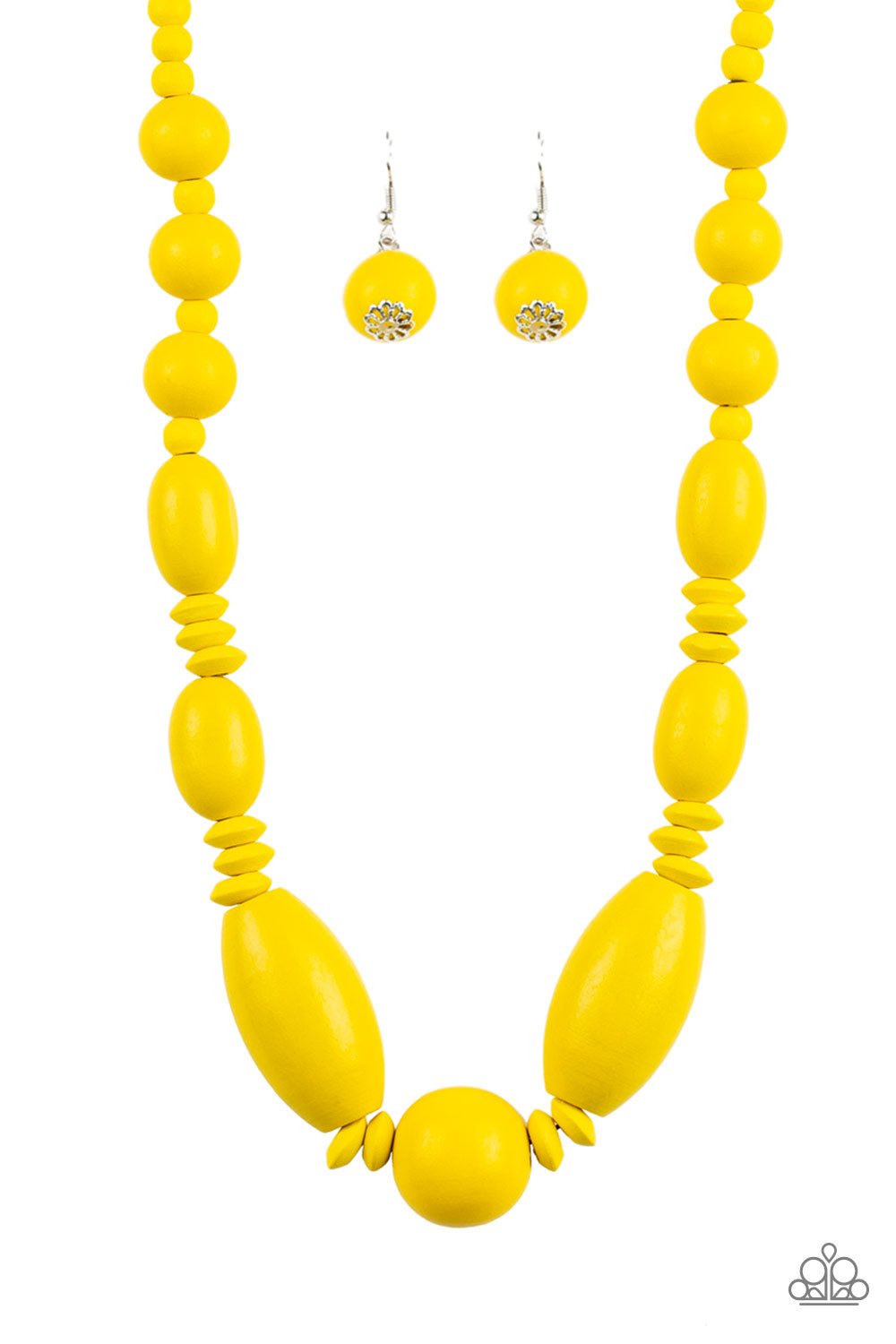 yellow wood necklace paparazzi