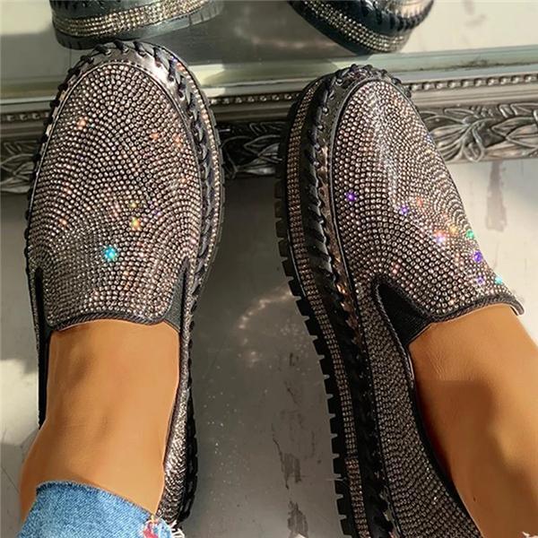 rhinestone loafers womens