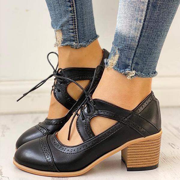 lace up chunky heels