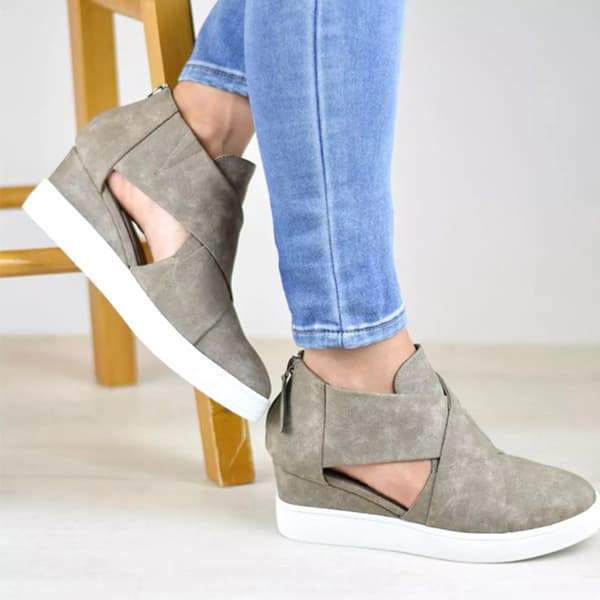 cut out wedge sneakers