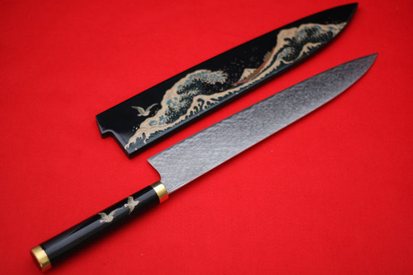 佐治 武士 蒔絵 R2/SG2 有色ダマスカス 牛刀包丁 和包丁 300mm 漆