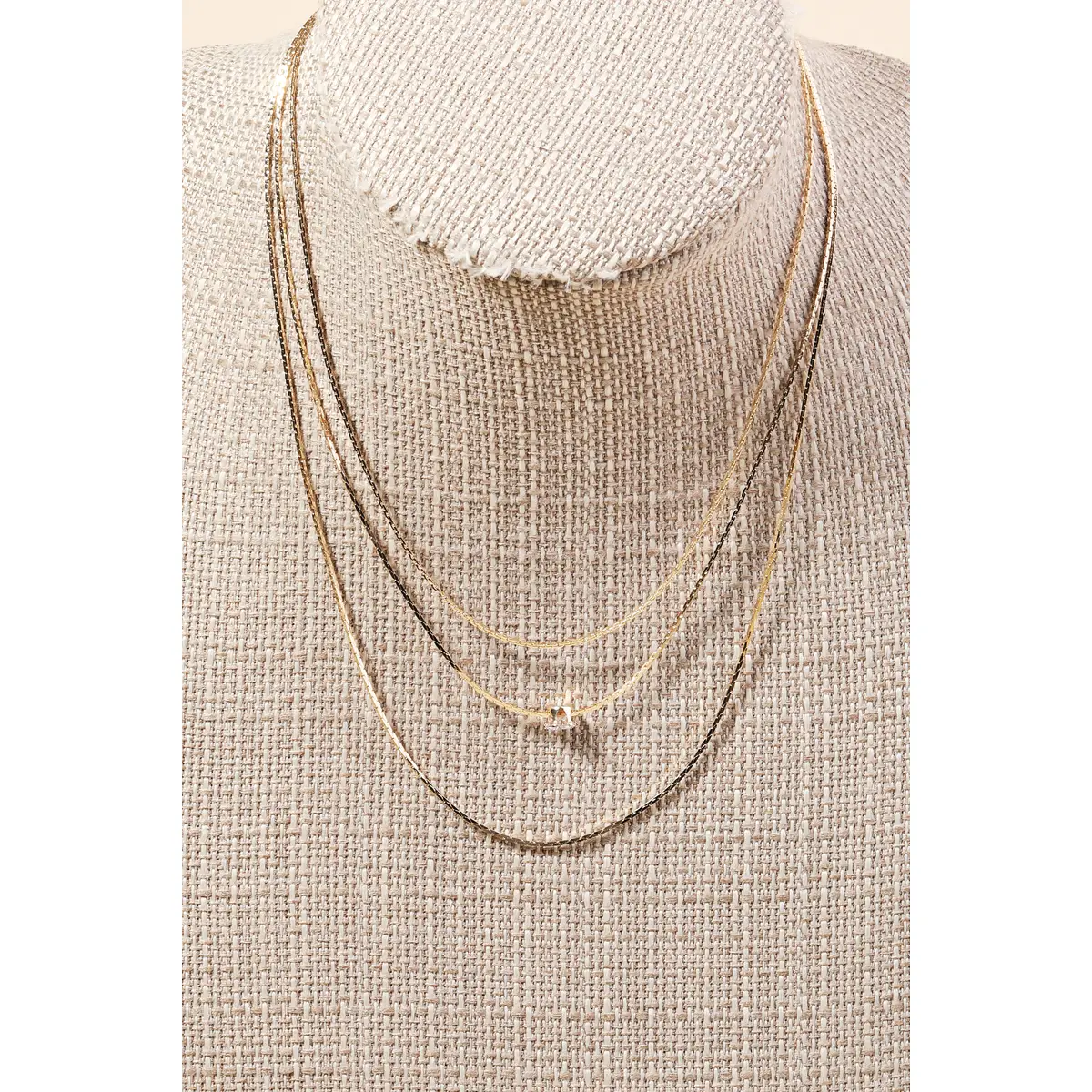 Triple Layered Chain Necklace - SILVER