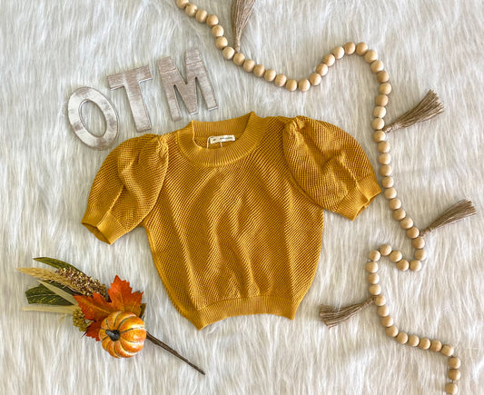 Mustard Puff Sleeve Sweater