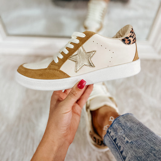 Gold/Leopard Star Tennis Shoe
