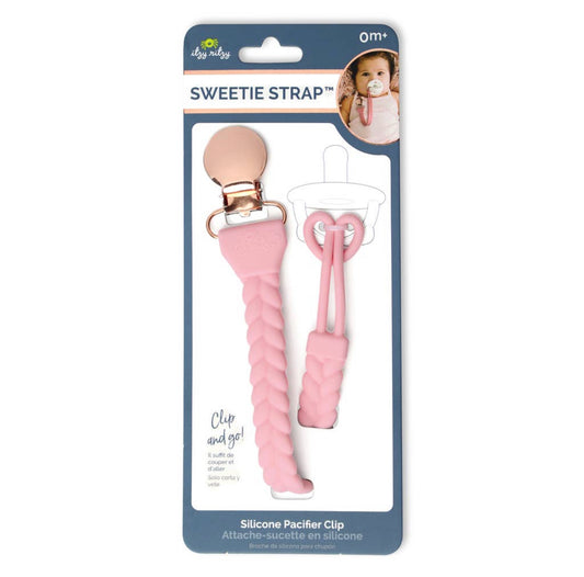 Sweetie Strap Silicone Pacifier Clip - Pink Braid