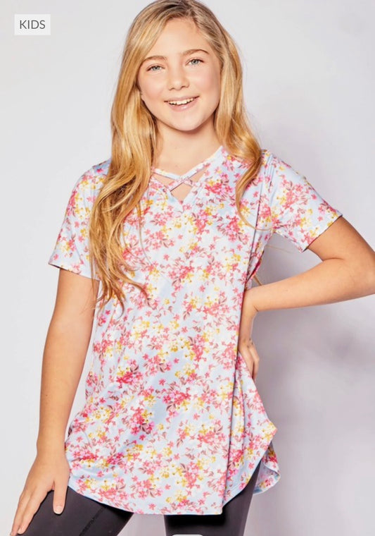 Floral Crisscross Top - Youth