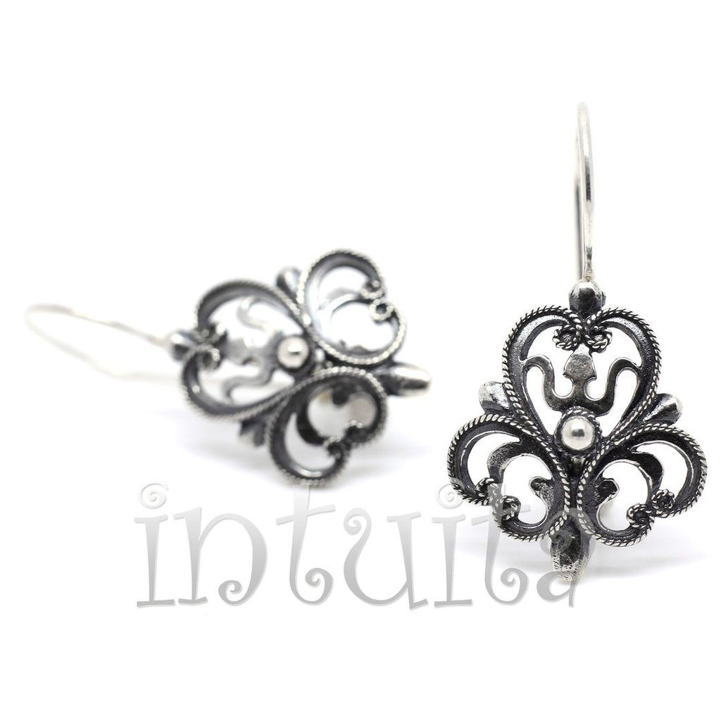filigree fantasy design sterling silver earrings