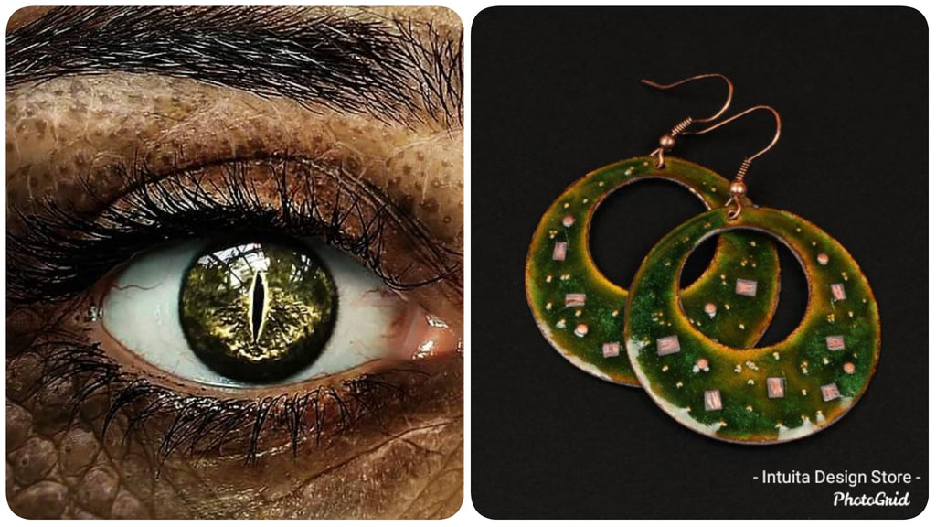 fantasy style enamel on copper earrings