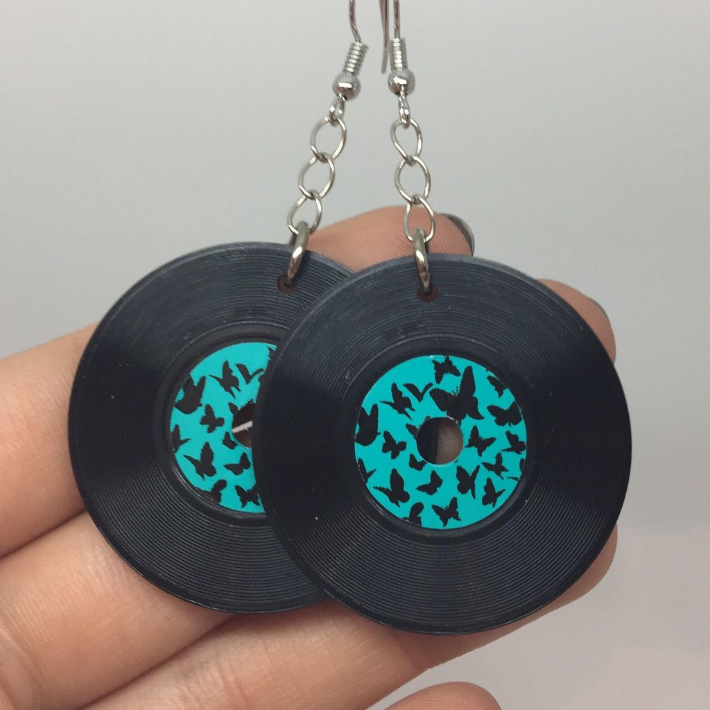 vinyl earrings that resemble old bakelite earrings