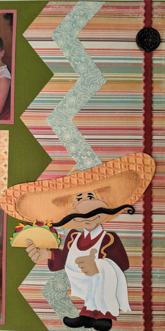 Mexican chef with taco and zigzag kiwi lane border