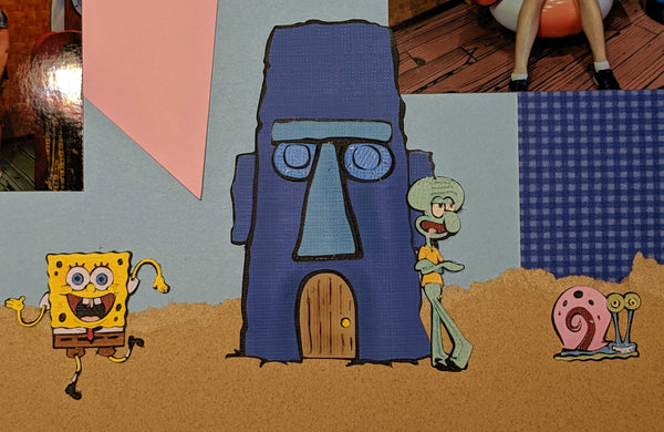 Spongebob, Squidward and Gary cut with Cricut for a scrapbook page