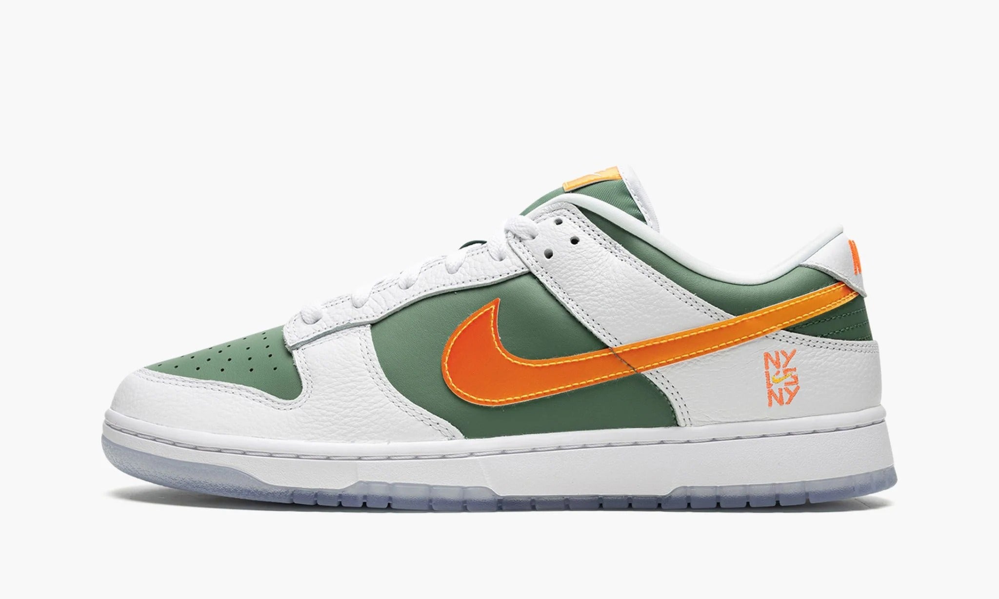 nike dunk low green white orange