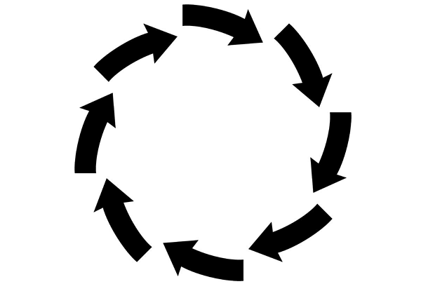 circle of black arrows