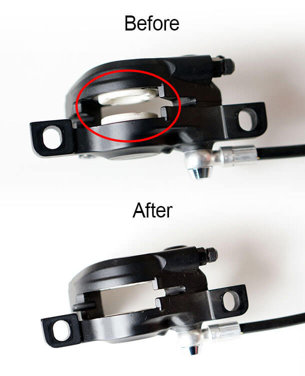 shimano brake calliper pistons reset position