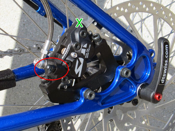 Shimano Saint caliper mounted between chain stay and seat stay