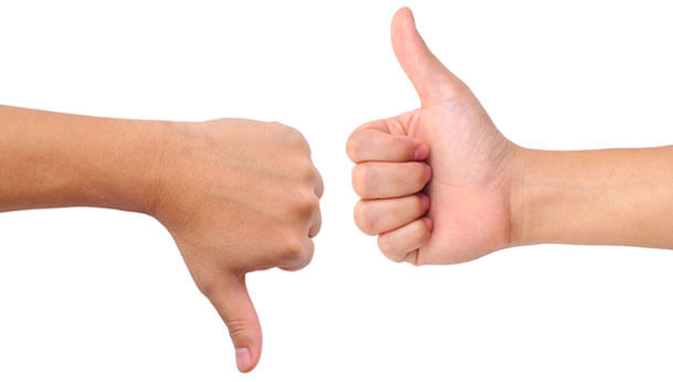 thumbs up thumbs down white background