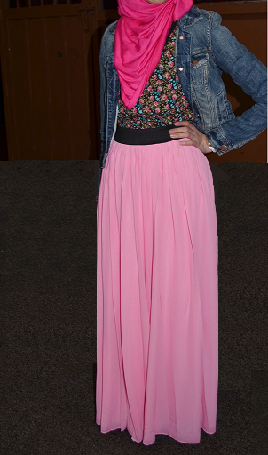 pink chiffon maxi skirt