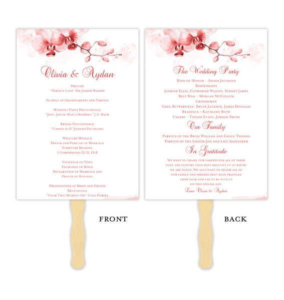 Wedding Program Fans Templates For Diy Ceremony Fan Tagged Orchid