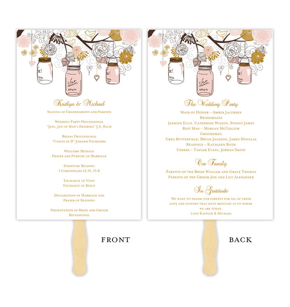 Wedding Program Fans Templates For Diy Ceremony Fan Tagged Mason