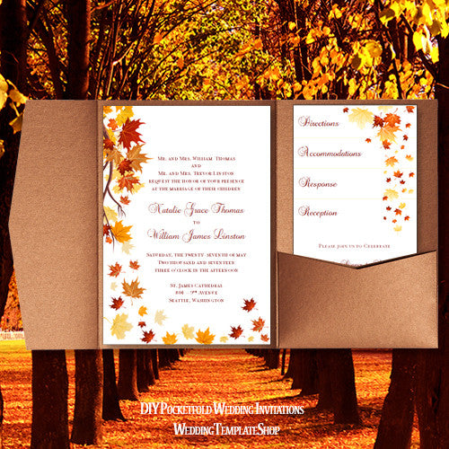 Pocket Invitation Template Diy Printable Wedding Tagged Autumn