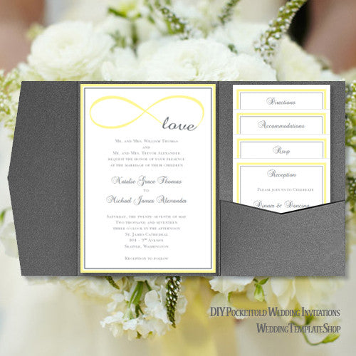 Pocket Invitation Template Diy Printable Wedding Tagged Yellow