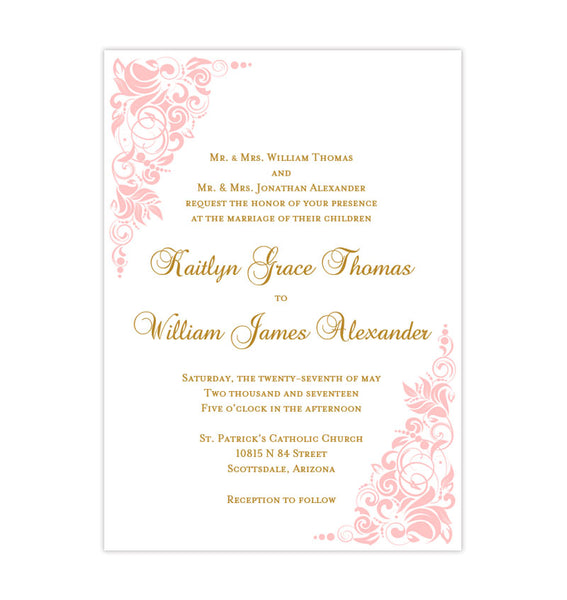 pink wedding invitation