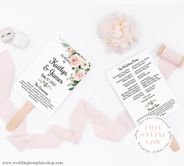 Wedding Program Fans Templates For Diy Ceremony Fan Wedding