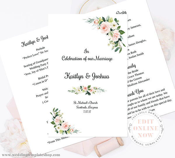 Wedding Program Templates Diy Printable Order Of Service Wedding