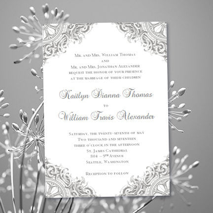 invitation gray silver