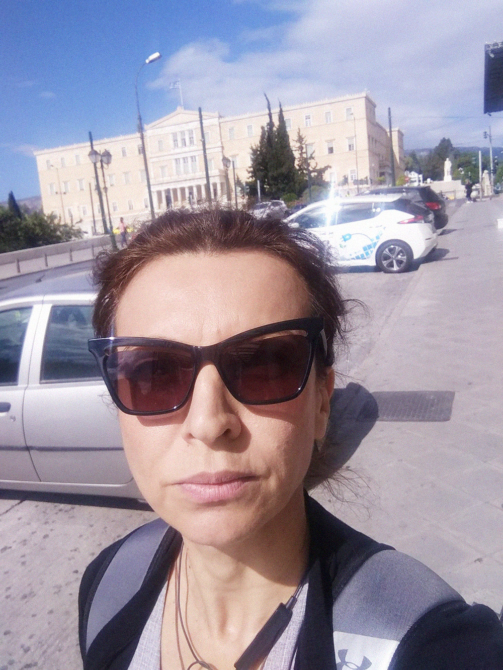 Selfie of designer Eleanna Katsira during Covid-19 in Athens