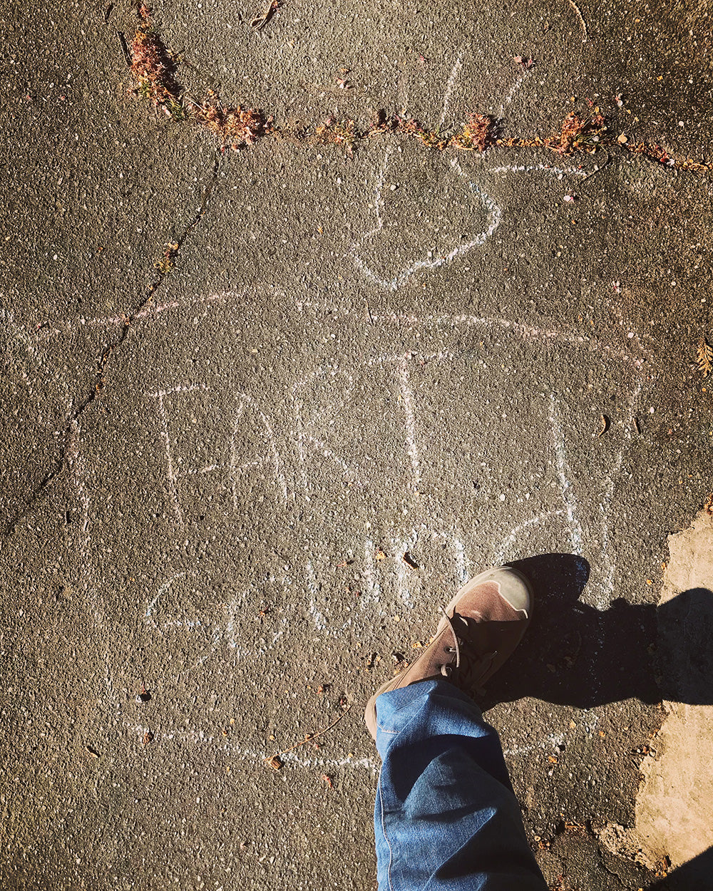 SPITGAN WEBZINE #3 Photo 9. Stepping on kids chalk art in elementary school playground that reads, 'Fart Sound'. Vancouver BC