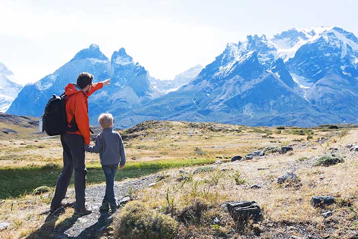 Father and Son Exploring Nature