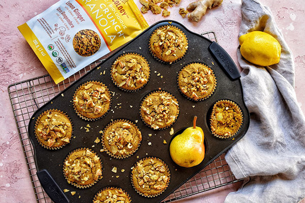 Rawcology Inc | Turmeric Lemon Ginger Pear Muffins