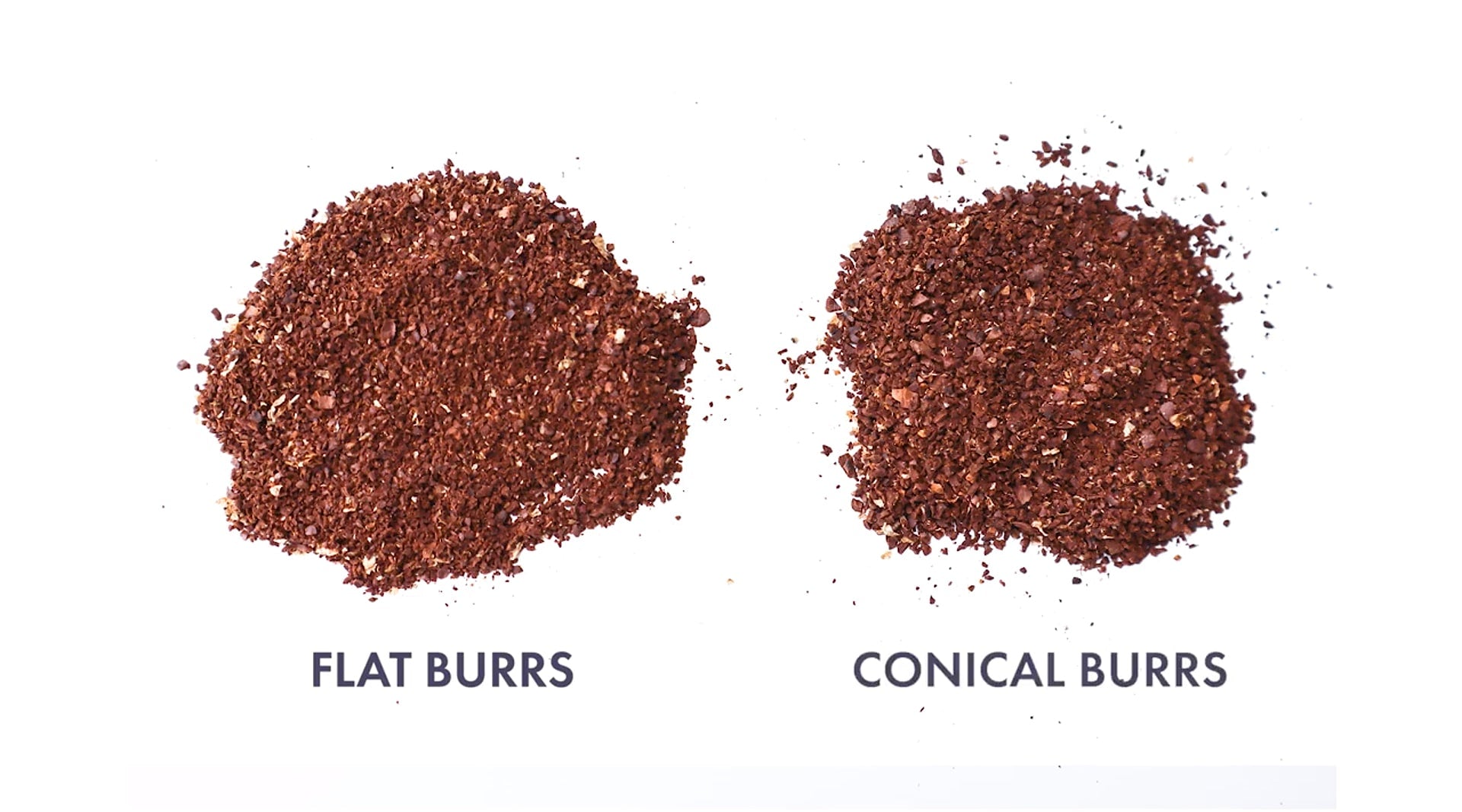 Ground coffee using flat burrs vs conical burrs
