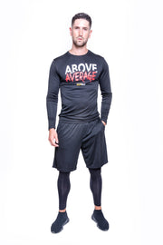 Above Average Long Sleeve Black w Red (Performance Tee)
