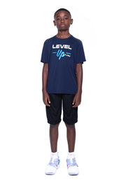 Level Up T-Shirt Kids Navy (Performance Tee)