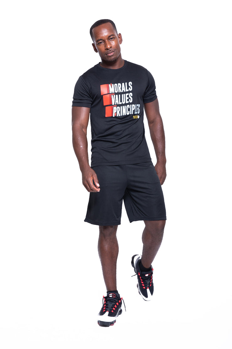 Morals Values Principles Black w Red (Performance Tee)