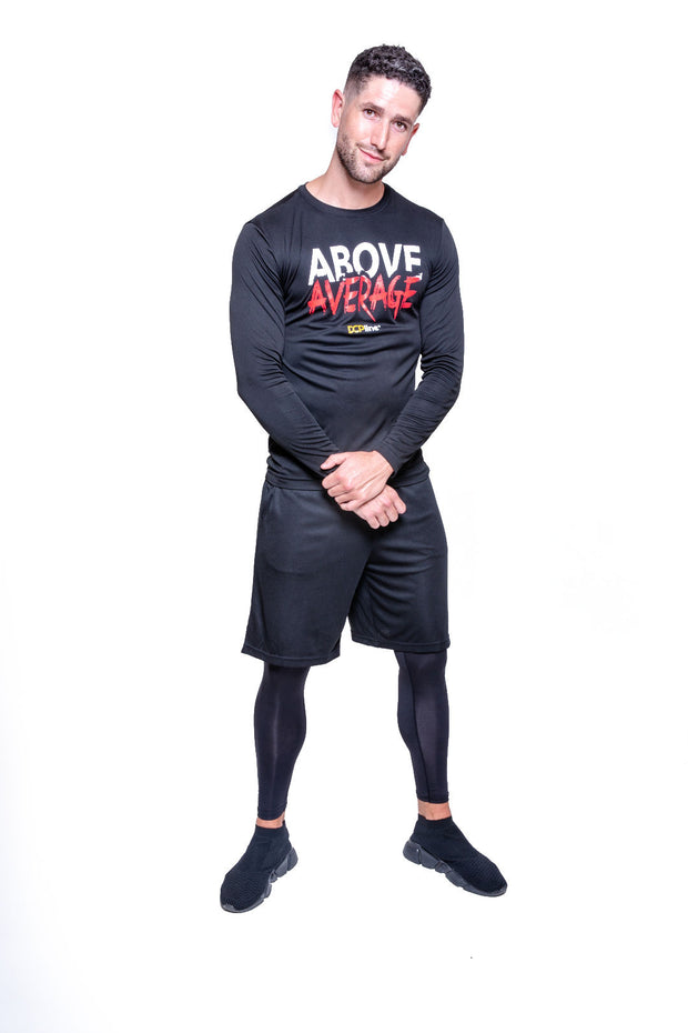 Above Average Long Sleeve Black w Red (Performance Tee)