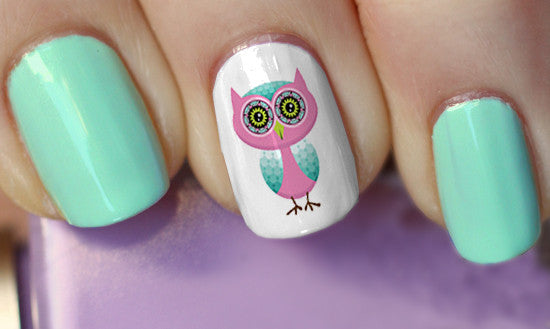 2. Colorful Owl Nail Stickers - wide 2
