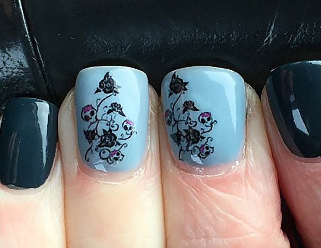 Skull and Rose Nail Art Decals - wide 11