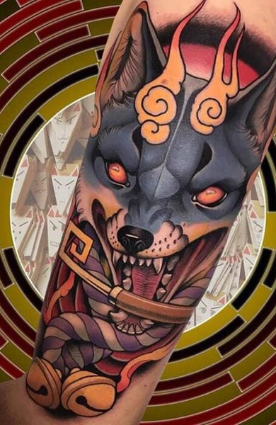 tatouage loup japonais homme
