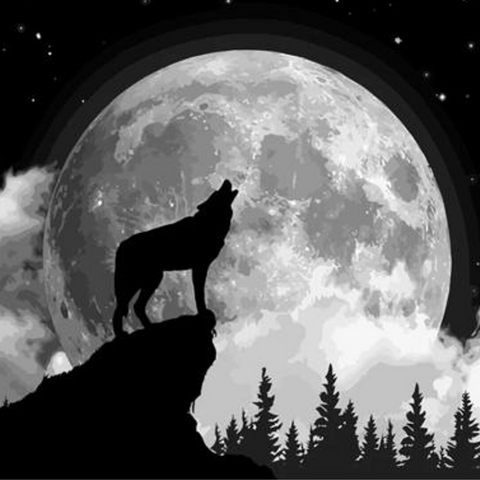 Peinture Loup Pleine Lune