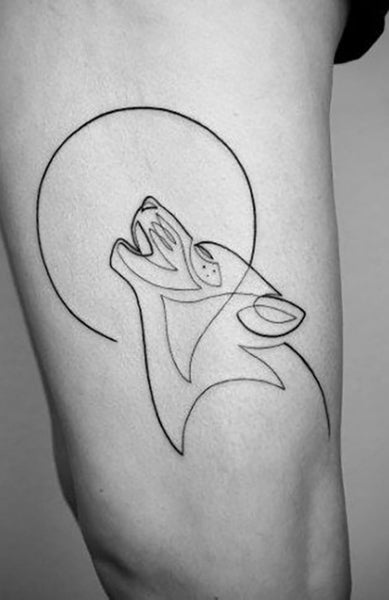 tatouage loup simple homme