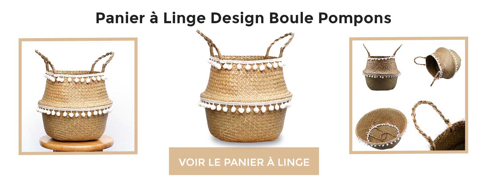 bannière Panier à Linge Design Boule Pompons