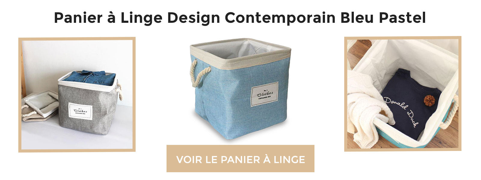 bannière Panier à Linge Design Contemporain Bleu Pastel